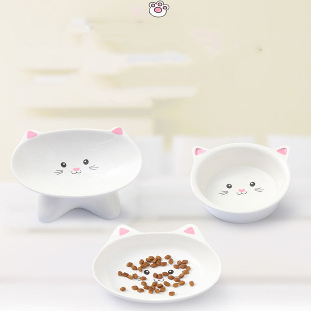 Ceramic Small Cat Face Shape Pet Food Bowl Cat Bowl Dog Bowl Universal And Easy To Clean