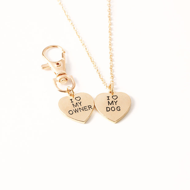 Love My OwnerI Love My Dog Pet Dog Bone Necklace