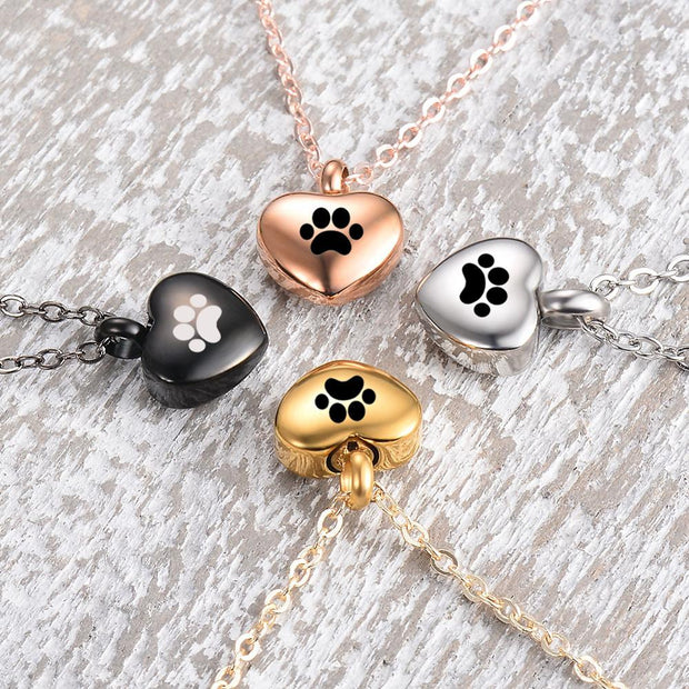 Buy Online High Quality Pet Urn Necklace. Engraved Heart Pets Paw Urn Necklace Keepsake Necklace - Mydawgz