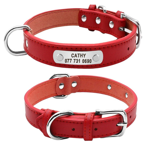 Buy Online High Quality Buy Engraved Dog Collars Durable engraved Leather Pet ID Collar Customized Dog Collar - Mydawgz