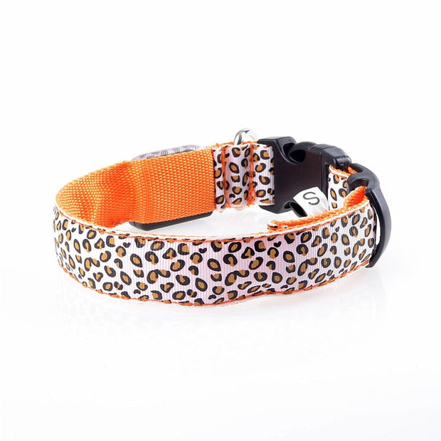 Buy Online High Quality LED Dog Collar Leopard Luminous Adjustable LED Collar For Dogs Night Safety - Mydawgz