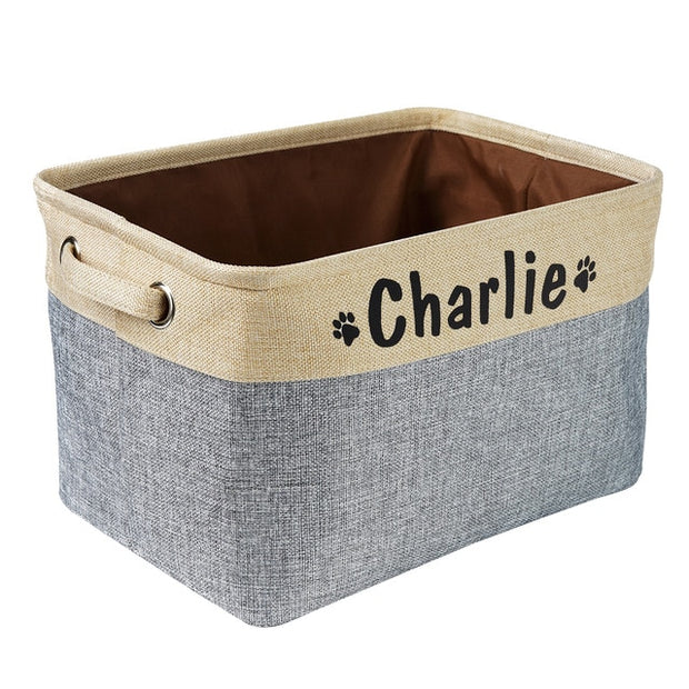 Buy Online High Quality Personalized Dog Toy Box Canvas Foldable Pet Toys Linen Storage Box Bin - Mydawgz