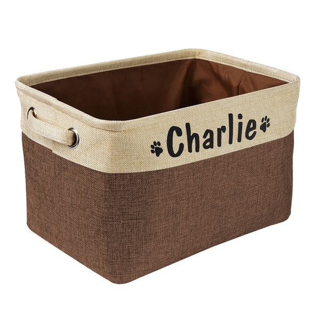 Buy Online High Quality Personalized Dog Toy Box Canvas Foldable Pet Toys Linen Storage Box Bin - Mydawgz