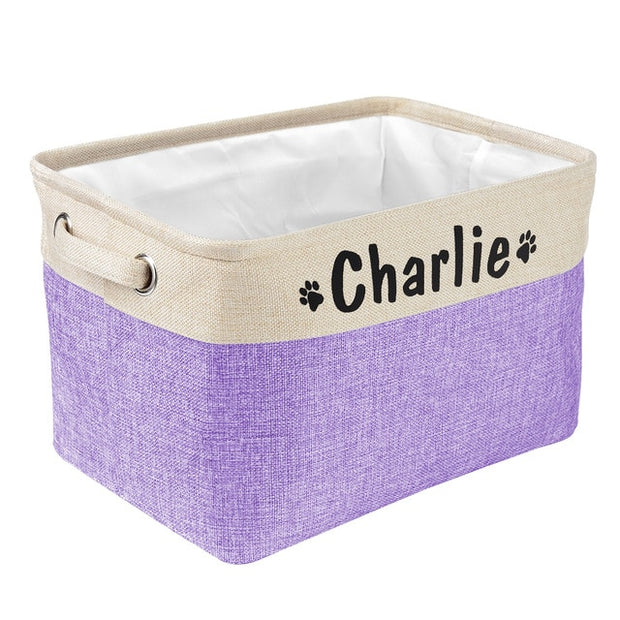 Buy Online High Quality Personalized Dog Toy Box Canvas Foldable Pet Toys Linen Storage Box Bin - Mydawgz