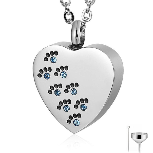 Buy Online High Quality Pet Cat Dog Paw Print Cremation Jewelry for Ashes Wearable Urn Necklace with 3 Colors Crystal Keepsake Memorial Pendant - Mydawgz