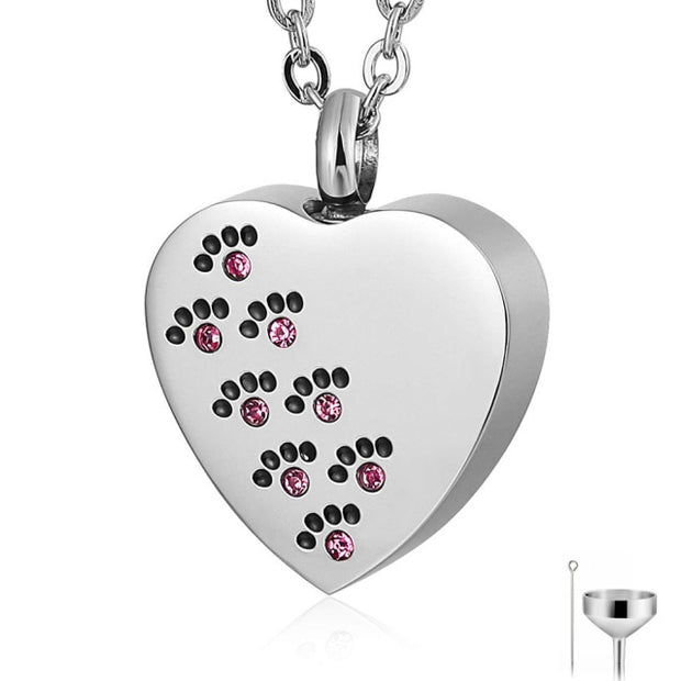 Buy Online High Quality Pet Cat Dog Paw Print Cremation Jewelry for Ashes Wearable Urn Necklace with 3 Colors Crystal Keepsake Memorial Pendant - Mydawgz