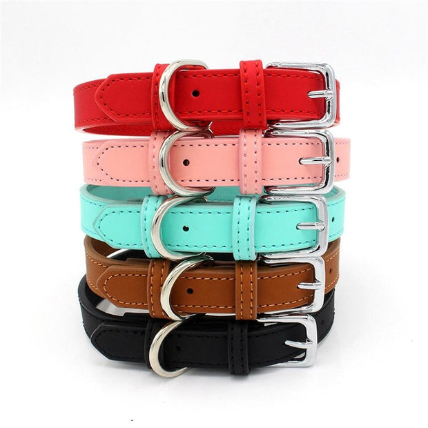 Buy Online High Quality Leather Dog Collar Adjustable Durable Solid Color Dog Collar Comfortable - Mydawgz