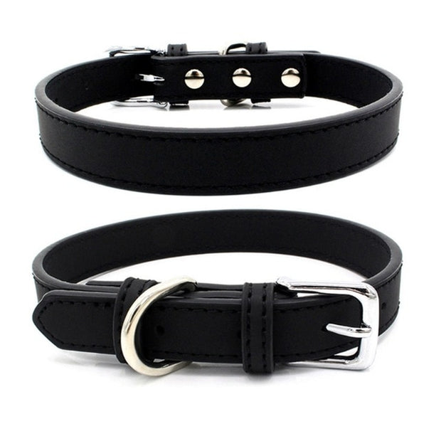 Buy Online High Quality Leather Dog Collar Adjustable Durable Solid Color Dog Collar Comfortable - Mydawgz