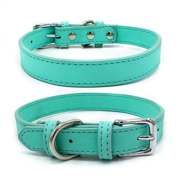 Buy Online High Quality Leather Dog Collar Adjustable Durable Solid Color Dog Collar Comfortable - Mydawgz