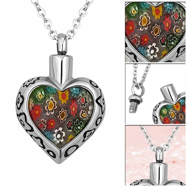 Buy Online High Quality Flower Patch Heart Cremation Jewelry Keepsake Memorial Pendant Ashes Urn Necklace Beautiful!! - Mydawgz