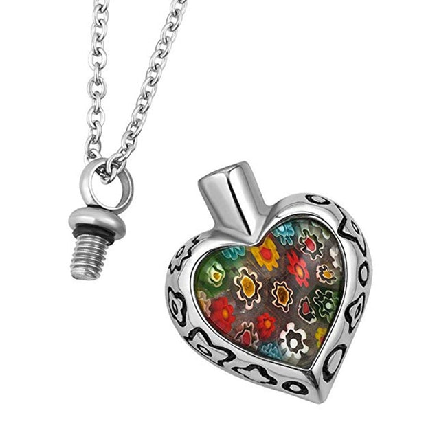 Buy Online High Quality Flower Patch Heart Cremation Jewelry Keepsake Memorial Pendant Ashes Urn Necklace Beautiful!! - Mydawgz