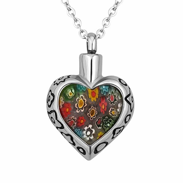 Buy Online High Quality Flower Patch Heart Cremation Jewelry Keepsake Memorial Pendant Ashes Urn Necklace Beautiful!! - Mydawgz