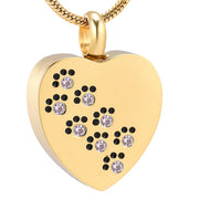 Buy Online High Quality Paw Print Heart Cremation Jewelry with beautiful crystals for Ashes  Keepsake Memorial Urn Necklace - Mydawgz