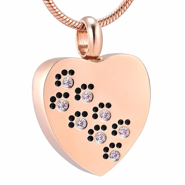 Buy Online High Quality Paw Print Heart Cremation Jewelry with beautiful crystals for Ashes  Keepsake Memorial Urn Necklace - Mydawgz