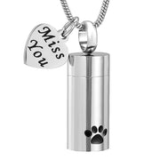 Buy Online High Quality Cremation necklace  for ashes pendant Pet Paw Print Cylinder Keepsake Necklace. Memorial jewelry - Mydawgz