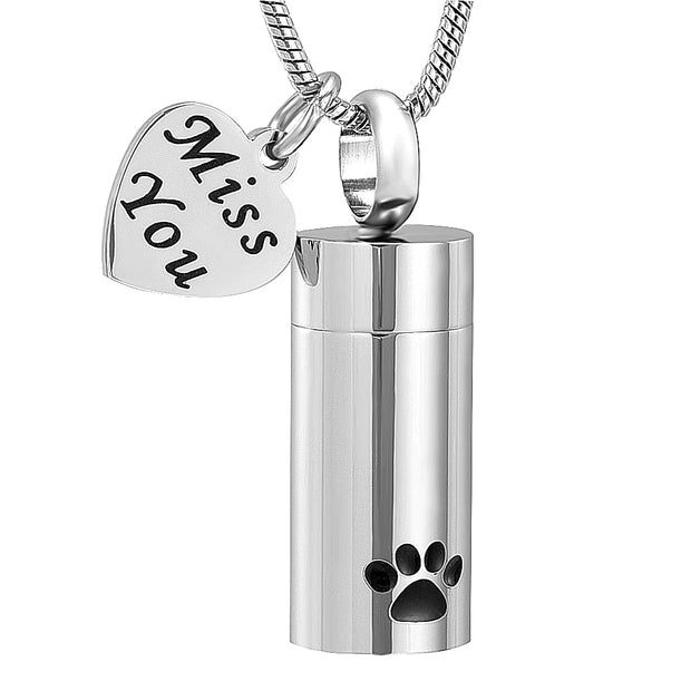 Buy Online High Quality Cremation necklace  for ashes pendant Pet Paw Print Cylinder Keepsake Necklace. Memorial jewelry - Mydawgz